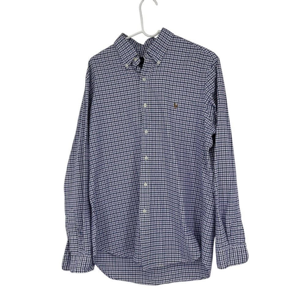 *Men’s Ralph Lauren Blue Label Large Cotton Purple/White Plaid Button Down Shirt